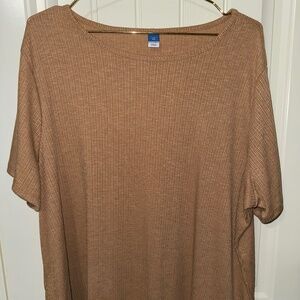 Old Navy Ribbed Luxe Short Sleeve Tan